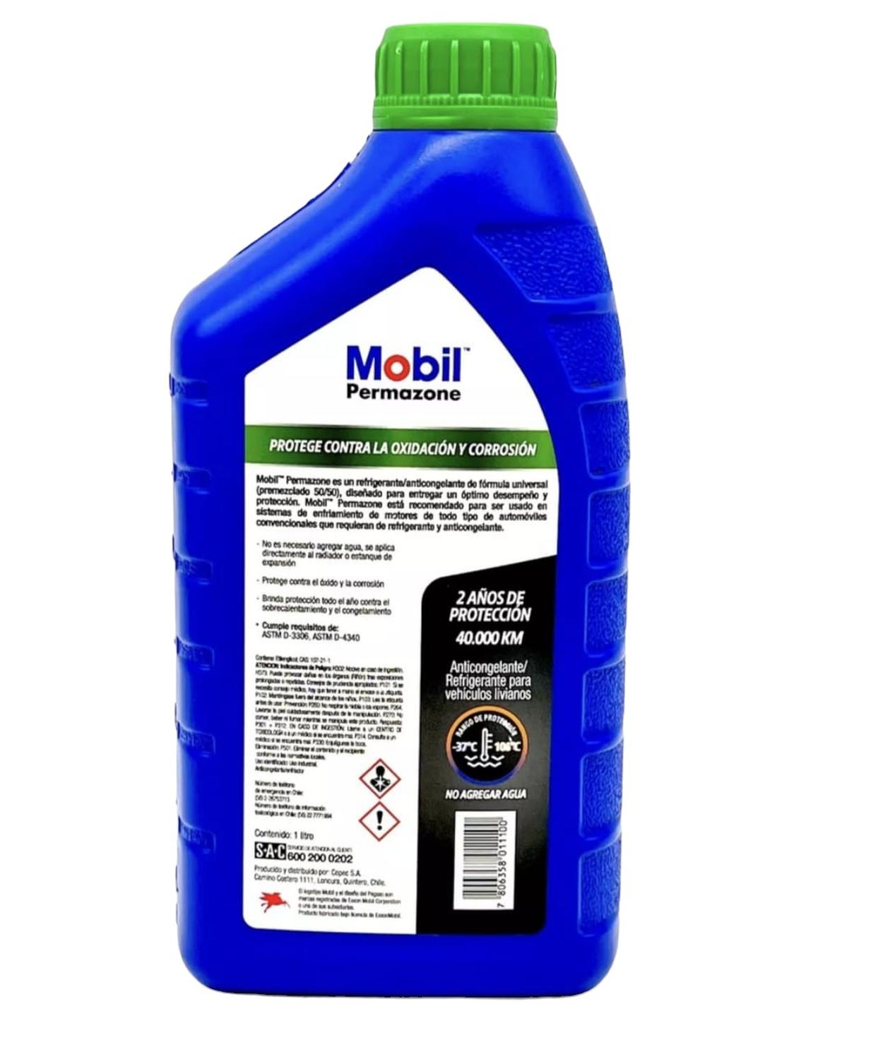 ANTICONGELANTE MOBIL COOLANT PERMAZONE 50/50 1LT COLOR VERDE - 2