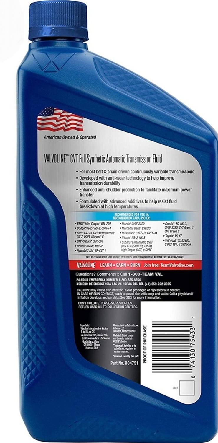 ACEITE TRANSMISIÓN AUTOMÁTICA VALVOLINE ATF CVT 946ML SINTÉT - 2