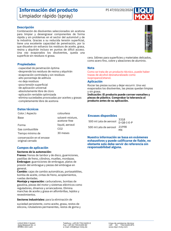 LIMPIADOR DE ACCION RÁPIDA DE FRENOS LIQUI MOLY - 2