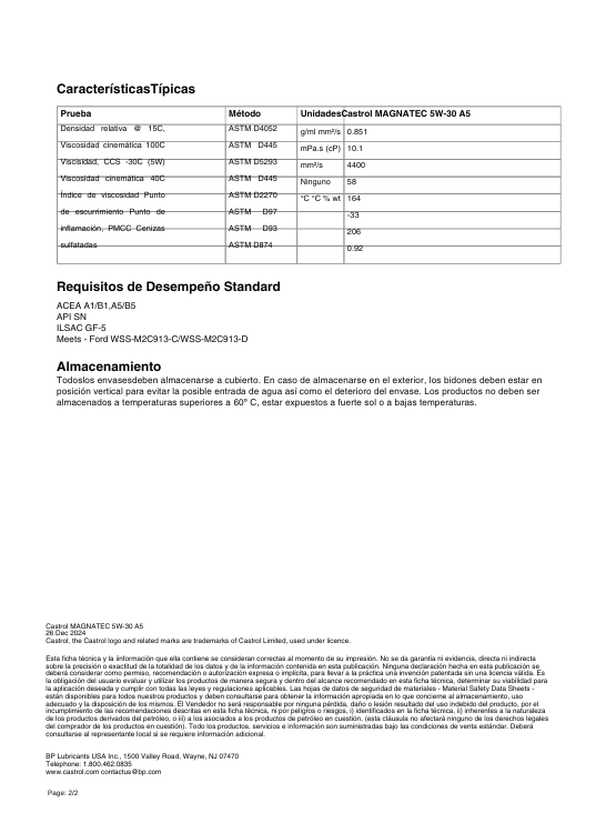ACEITE MOTOR CASTROL 5W30 MAGNATEC 1 LT - 4