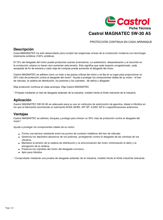 ACEITE MOTOR 5W30 CASTROL MAGNATEC STOP-START C3 DPF 4LTS. - 3