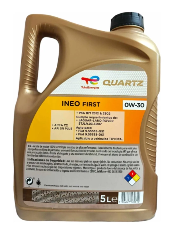 LUBRICANTE MOTOR 0W30 TOTAL QUARTZ INEO FIRST ACEA C1 5 LTS. - 2
