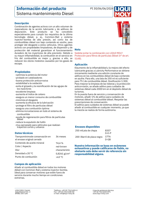 ADITIVO PROTECTOR PARA SISTEMAS DE INYECCION DIESEL 250 ML. - 2