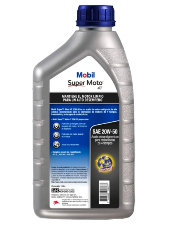 LUBRICANTE MOTOR PARA MOTO 20W50 MINERAL MOBIL SUPER 4T 1 LT. - 2