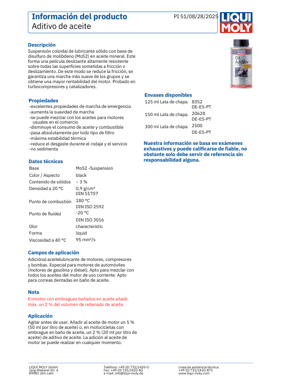ADITIVO TAPAFUGAS DE ACEITE OL VERLUST STOP LIQUI MOLY 300 ML. - 2