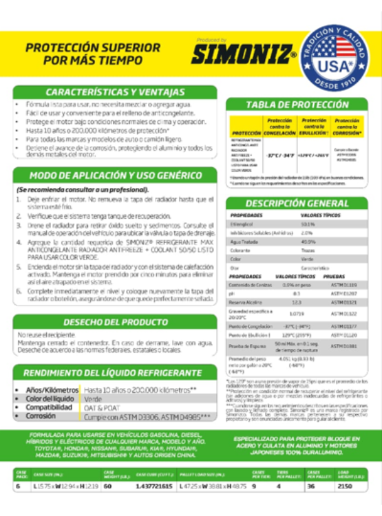 REFRIGERANTE ANTICONGELANTE PARA RADIADOR 33% VERDE - 4