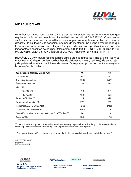ACEITE HIDRAULICO VALVOLINE AW ISO 68 19 LTS. - 2