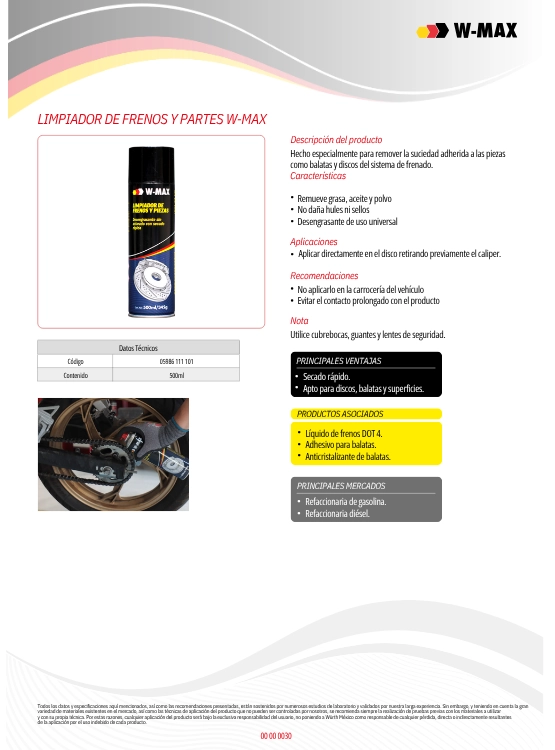 LIMPIADOR DE FRENOS Y PIEZAS WURTH W-MAX 500 ML. - 2