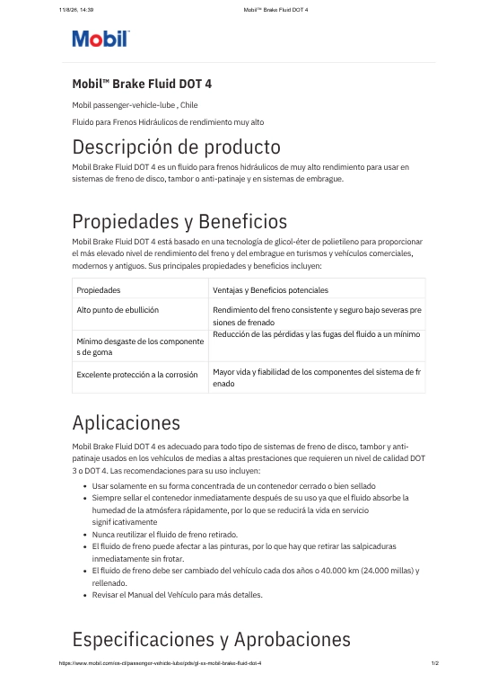 LIQUIDO DE FRENOS MOBIL DOT4 355 CC. - 3