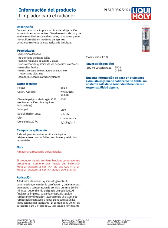 LIMPIADOR DE RADIADOR LIQUI MOLY 300 ML. - 2