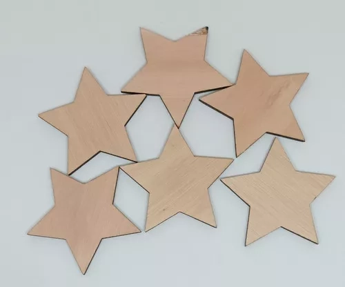 PAQUETE CIM DE 12 ESTRELLAS DE MADERA PARA MANUALIDADES - 1