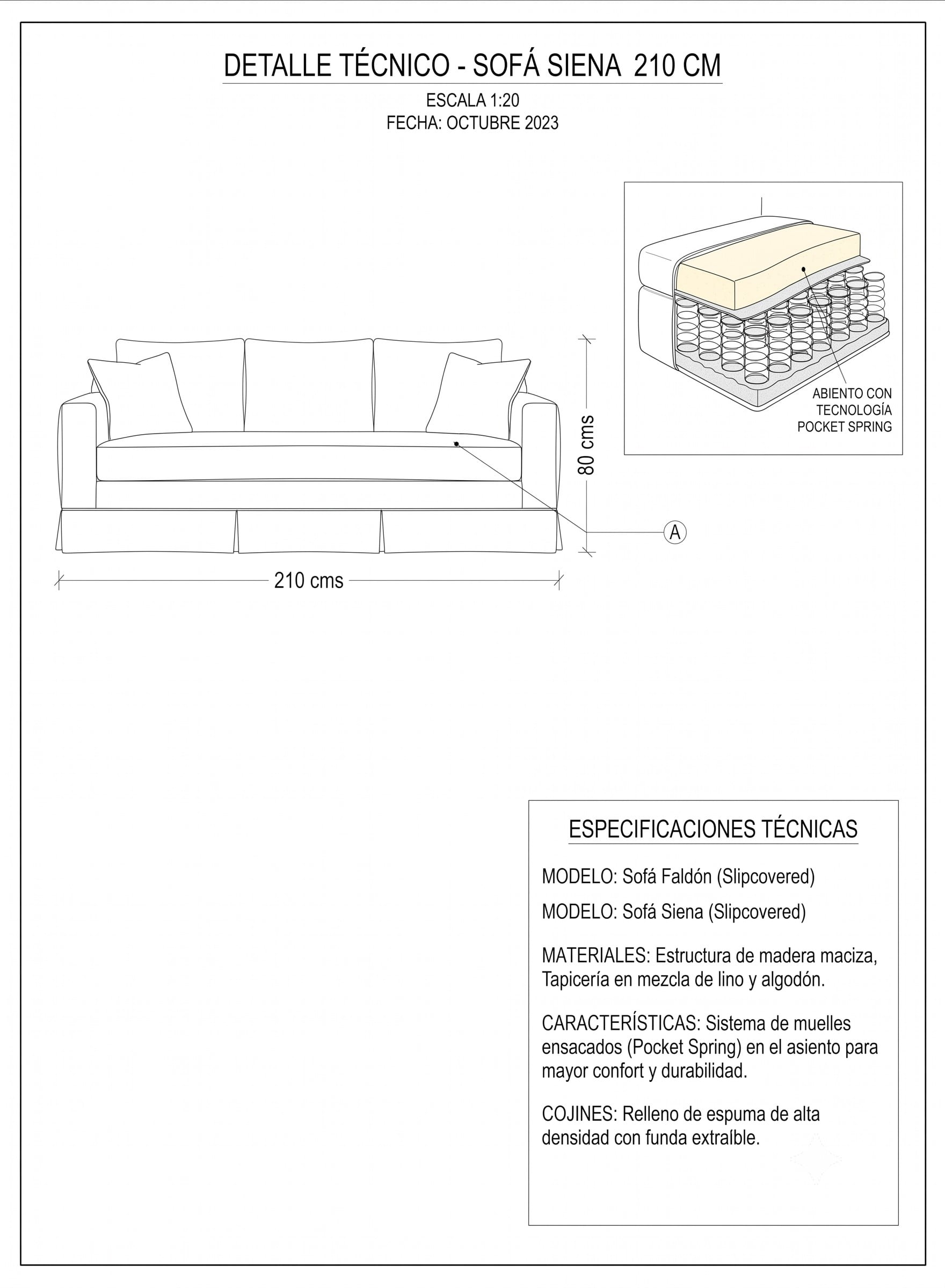 SOFÁ MUNDO LIVING SIENA 3 CUERPOS BEIGE PREMIUN CON RESORTES - 4