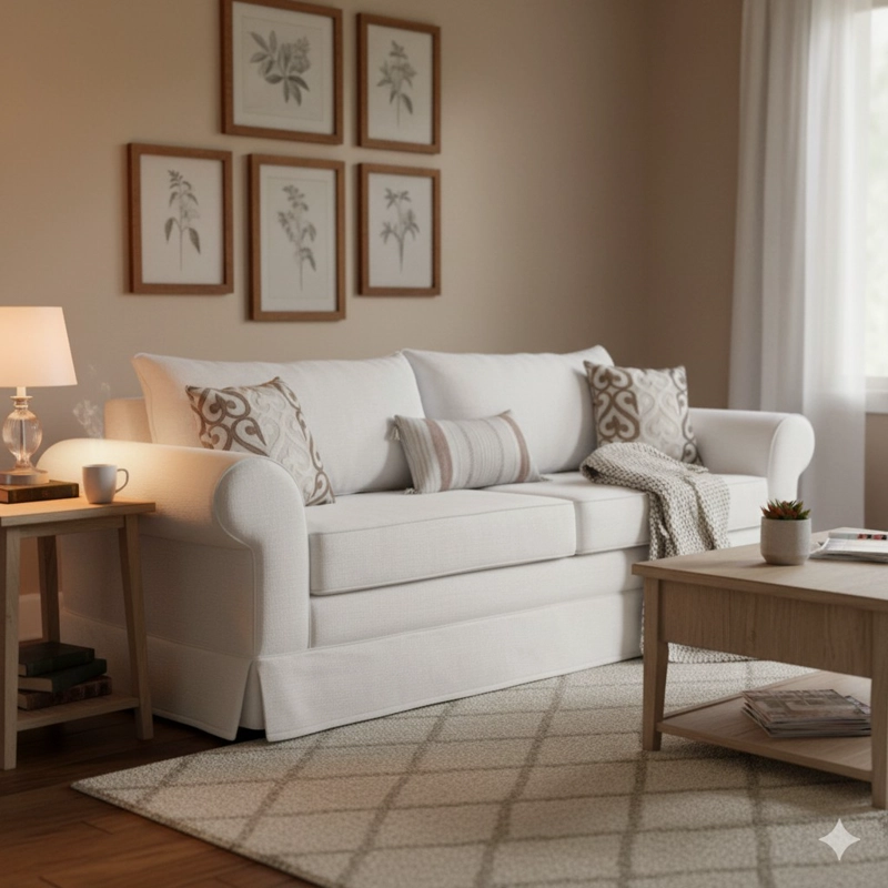 SOFÁ MUNDO LIVING MAMBO 3 CUERPOS BLANCO INVIERNO PREMIUN CON RESORTES - 6