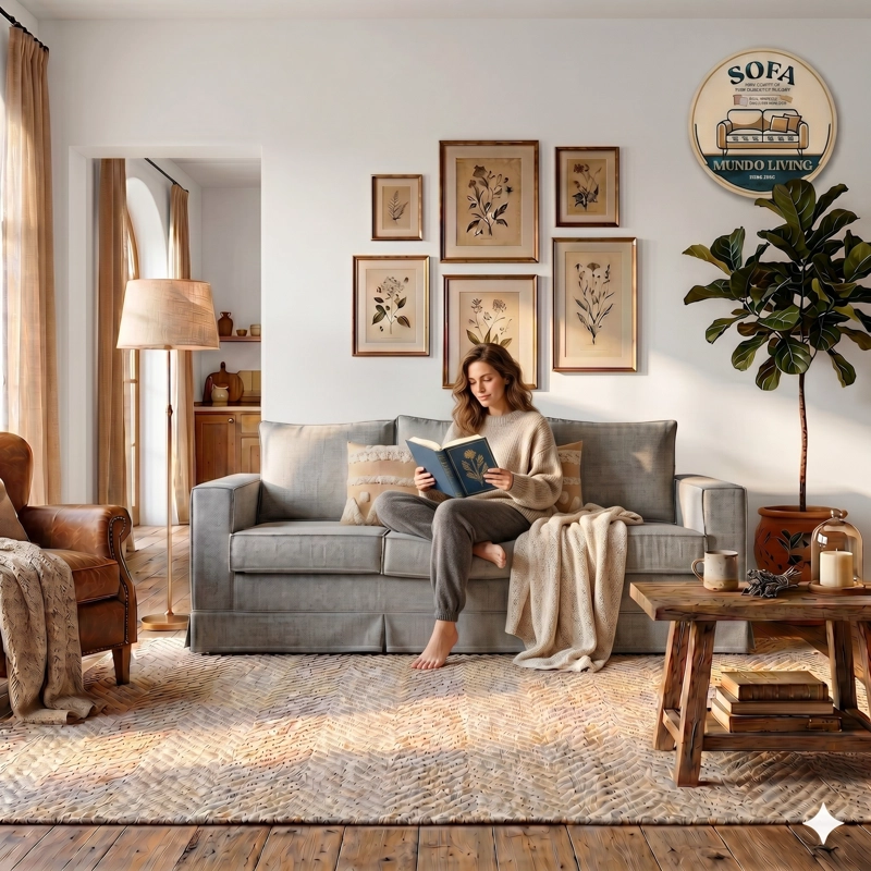 SOFÁ MUNDO LIVING POMPEYA 3 CUERPOS GRIS CLARO PREMIUN CON RESORTES - 2
