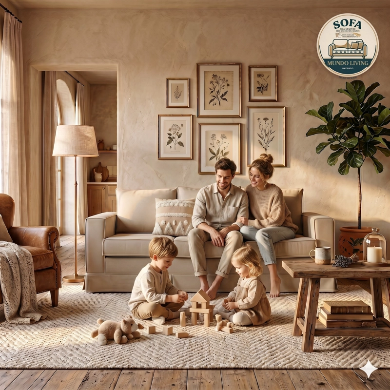 SOFÁ MUNDO LIVING POMPEYA 3 CUERPOS BEIGE PREMIUN CON RESORTES - 2