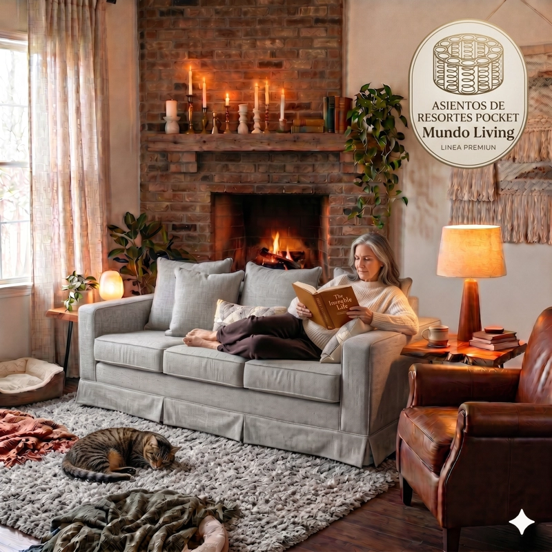 SOFA 3 CUERPOS SAHARA GRIS CON RESORTES POCKET - 2