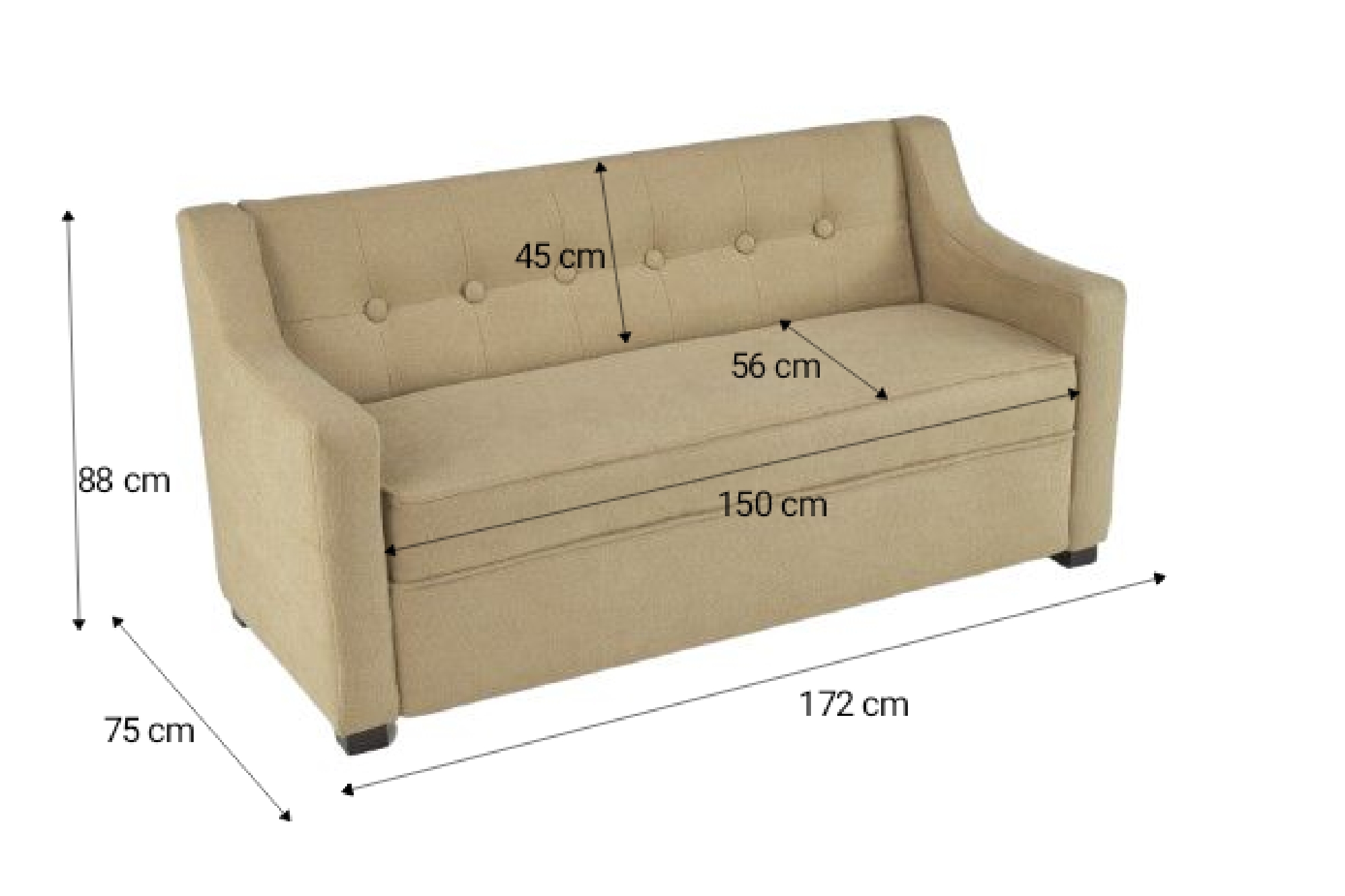 SOFÁ BILDUN SPAZIO 3 CUERPOS LINO BEIGE - 4