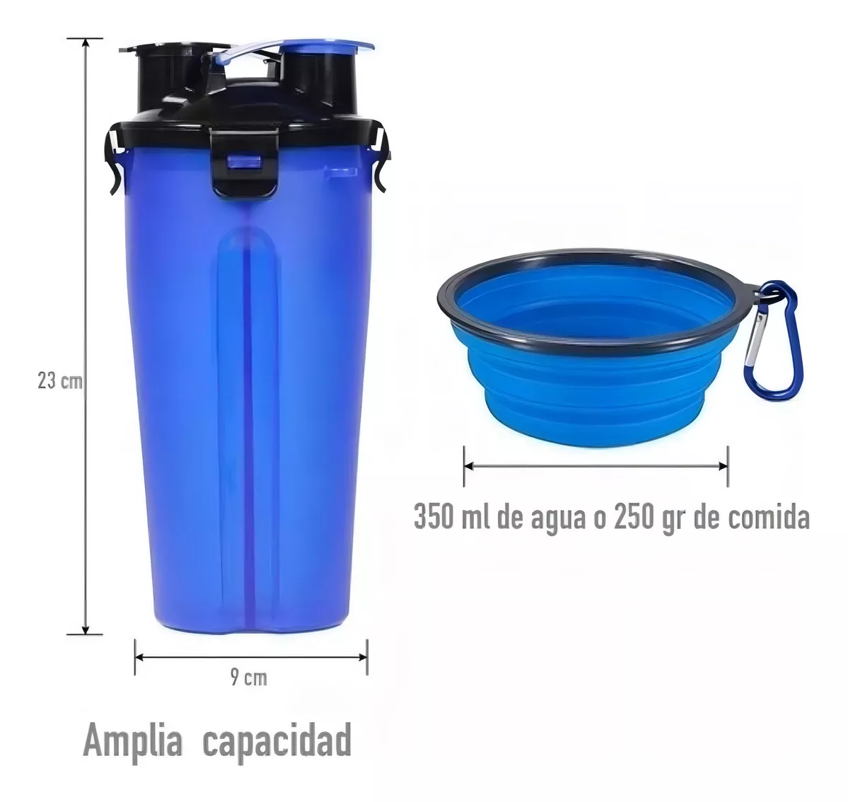 BOTELLA 2 EN 1 PERROS COMIDA AGUA PLATO - 2