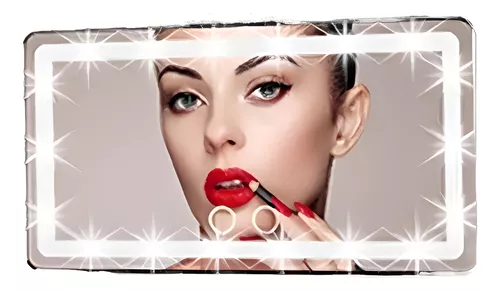 ESPEJO DE MAQUILLAJE DE VISERA AUTO 3 MODOS LUZ LED - 1