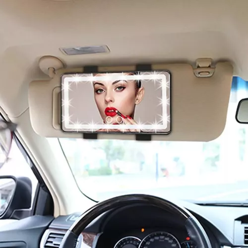 ESPEJO DE MAQUILLAJE DE VISERA AUTO 3 MODOS LUZ LED - 4