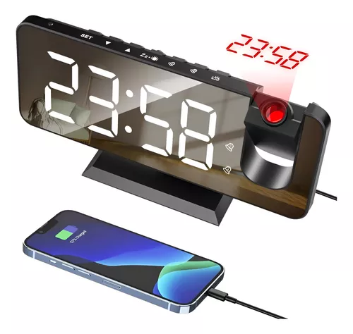 RELOJ DESPERTADOR LED CON PROYECTOR Y PANTALLA - 1