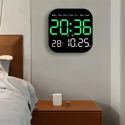 RELOJ DIGITAL DE PARED CUADRADO CON CONTROL - 2