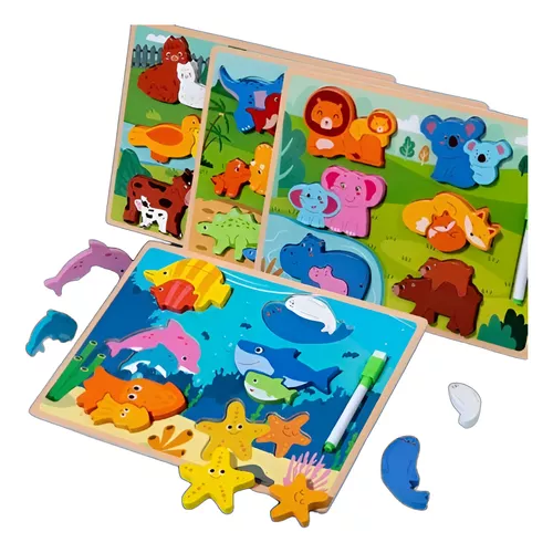 PUZZLE ENCAJE ROMPECABEZAS 3D MADERA DIDACTICO - 1