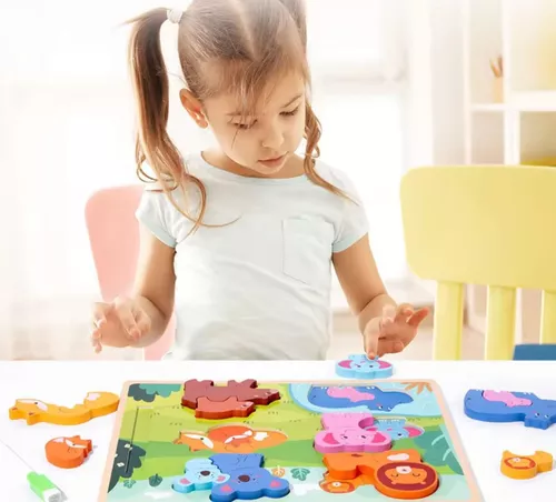 PUZZLE ENCAJE ROMPECABEZAS 3D MADERA DIDACTICO - 2