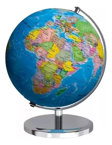 LAMPARA GLOBO TERRAQUEO SOPORTE METALICO CON LUZ - 1
