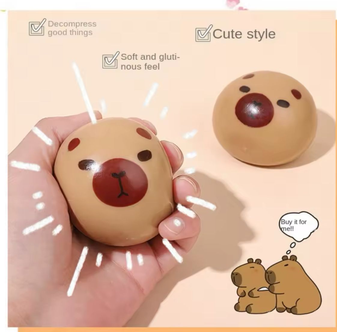 SQUISHY REALISTA DE CAPIBARA ULTRASUAVE PELOTA - 3