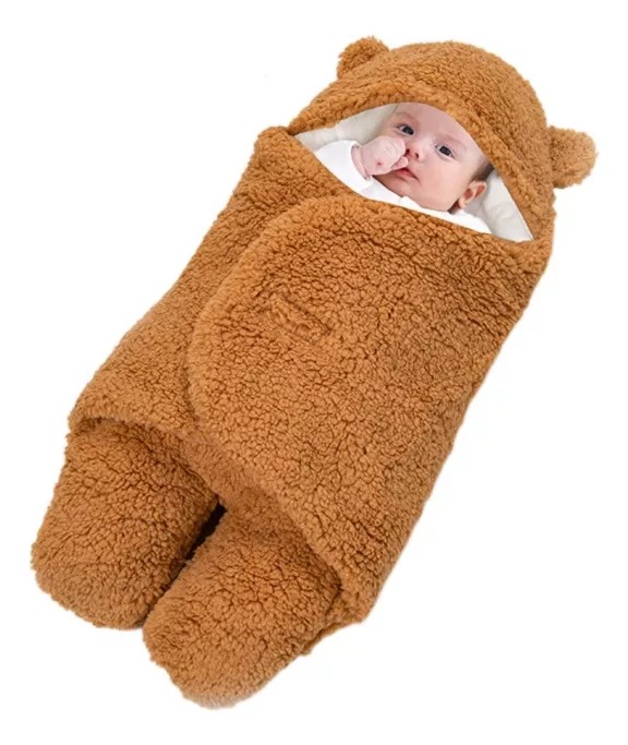 MANTA BEBE SAQUITO CON OREJITAS DE CONEJITO PARA EL INVIERNO - 2