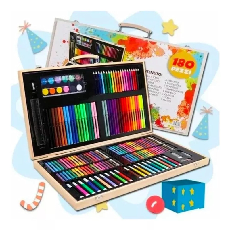 SET DE DIBUJO Y PINTURA LAPICES Y ACCESORIOS 180 PIEZAS - 5