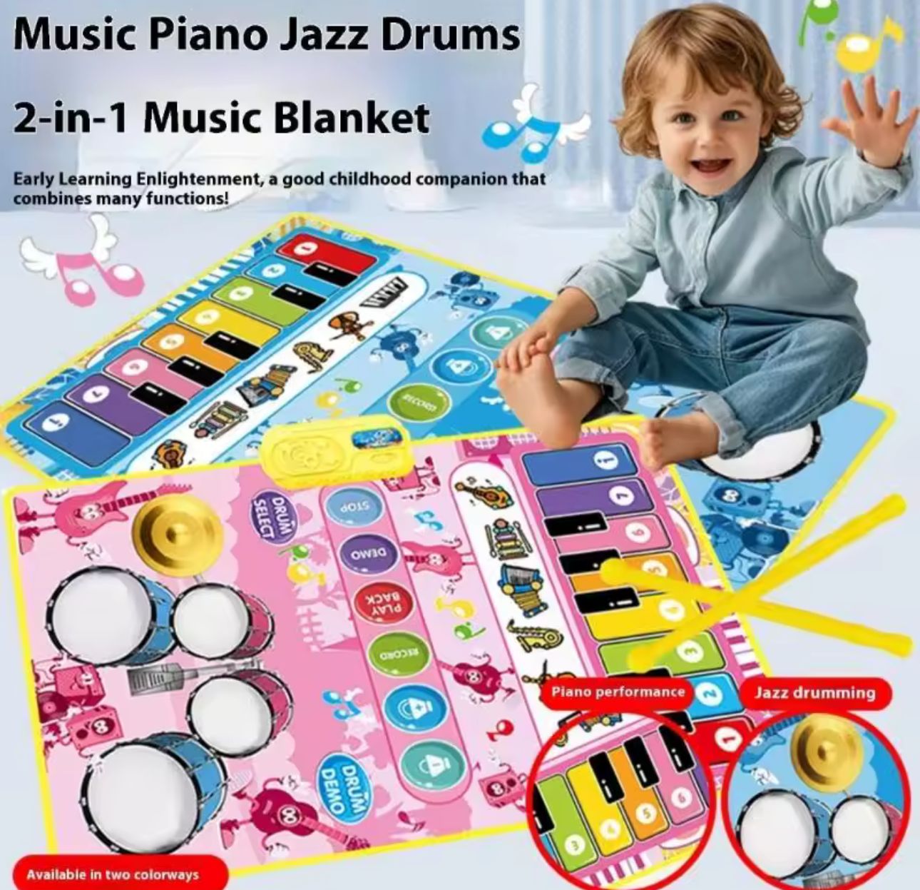ALFOMBRA MUSICAL PIANO Y TAMBOR JUGUETE PARA NIÑOS - 2