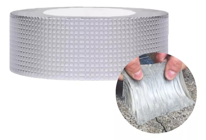 ADHESIVO CINTA TAPAGOTERA TECHO SELLADOR 5CMX5XM PLATEADO - 1