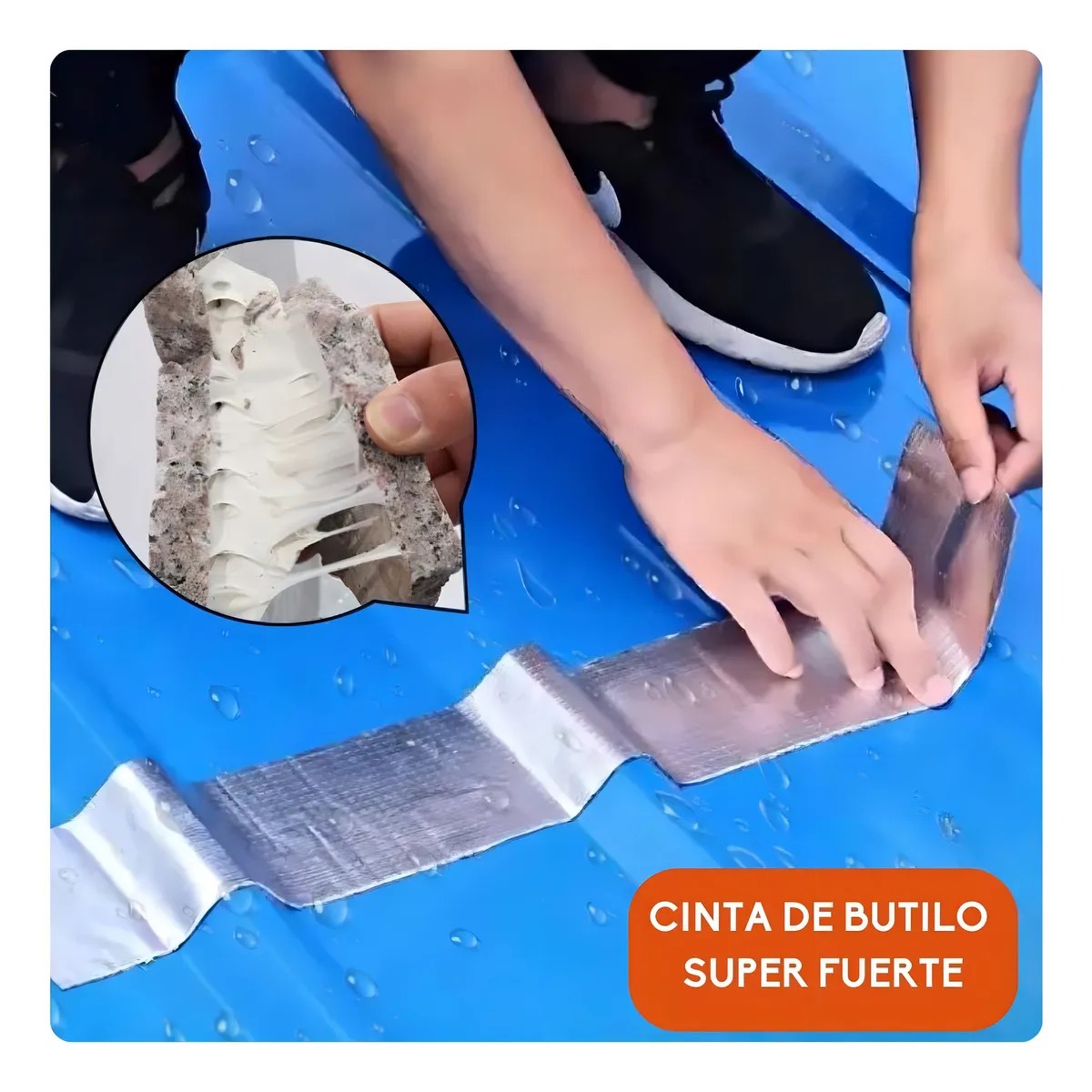 ADHESIVO CINTA TAPAGOTERA TECHO SELLADOR 5CMX5XM PLATEADO - 5