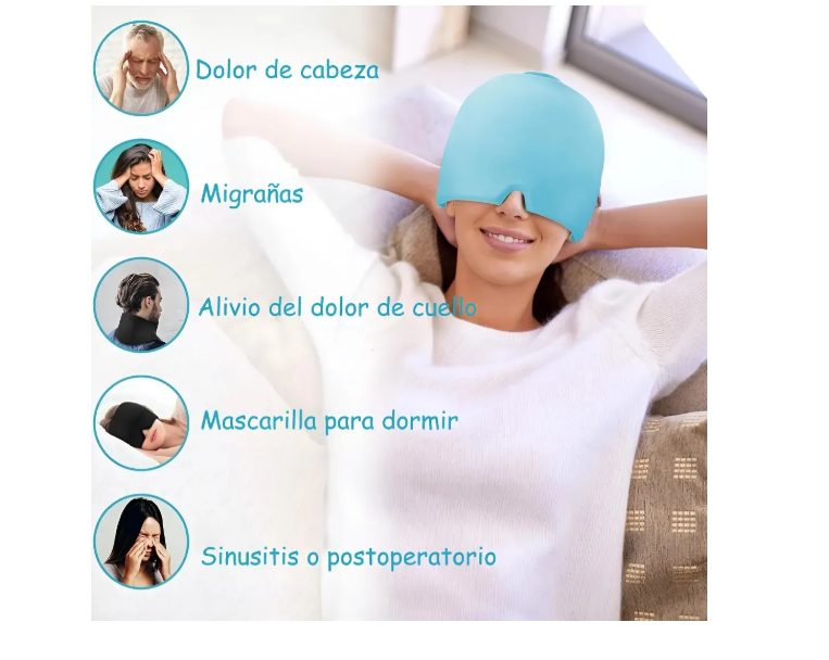 GORRO ALIVIAR LA MIGRAÑA MASCARA DOLOR DE CABEZA - 4