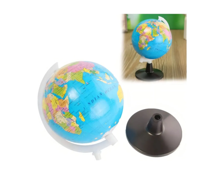 GLOBO TERRAQUEO PLASTICO GIRATORIO CON BASE 14.2CM - 2