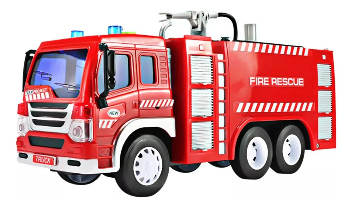 CAMION DE BOMBERO JUGUETE CON LUZ SONIDO Y PULVERIZA AGUA - 1