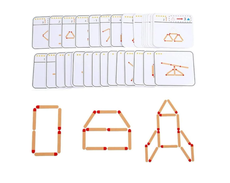 JUEGO EDUCATIVO DE PALITOS DE MADERA ESTILO MONTESSORI - 1