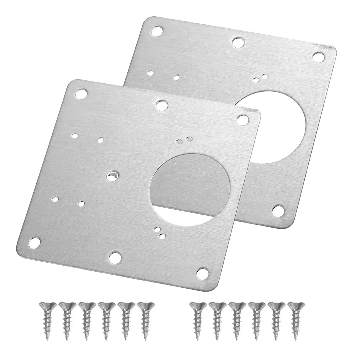 PAR DE PLACA REPARACION BISAGRA MUEBLE TORNILLOS PUERTA - 1