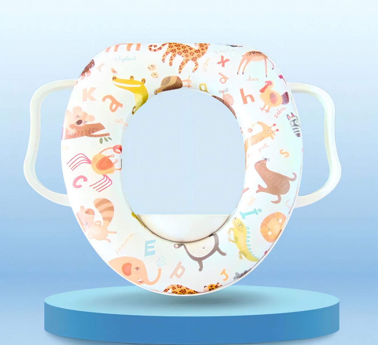 TAPA BAÑO NIÑO ADAPTADOR ASIENTO WC ACOLCHADO CON MANIJAS - 2