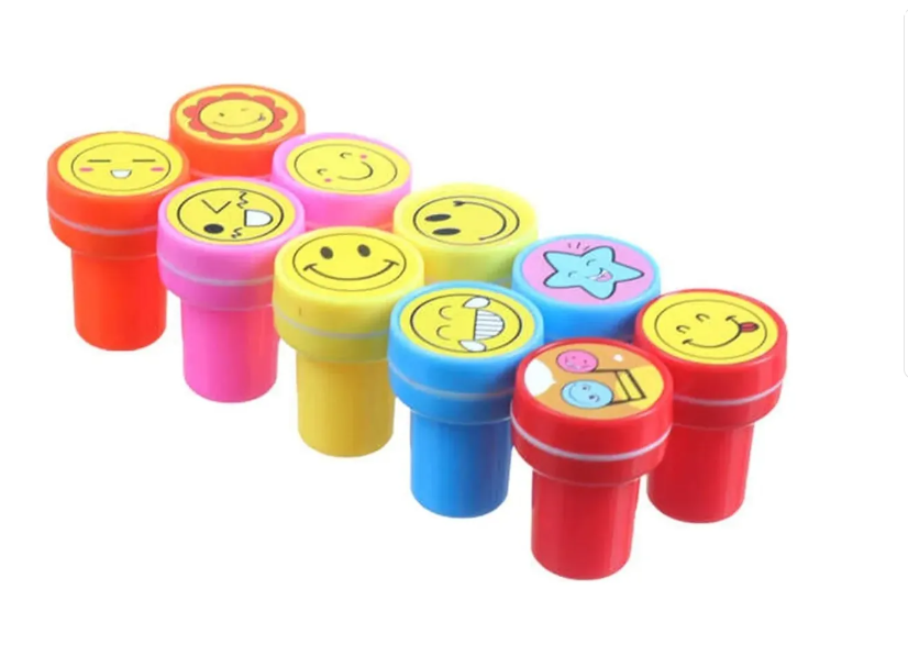 SET 10 SELLOS TIMBRES INFANTILES CARITA MOTIVACION - 1