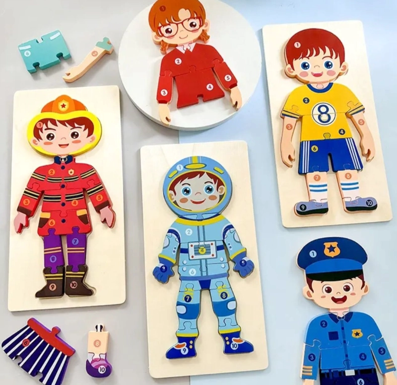 ROMPECABEZAS 3D DE MADERA PARA NIÑOS ROL DE PROFESIONES - 1