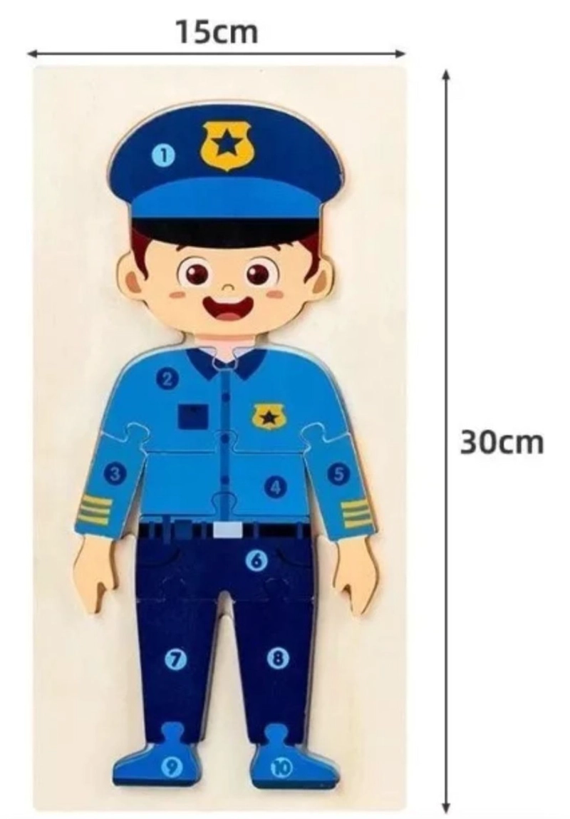 ROMPECABEZAS 3D DE MADERA PARA NIÑOS ROL DE PROFESIONES - 2
