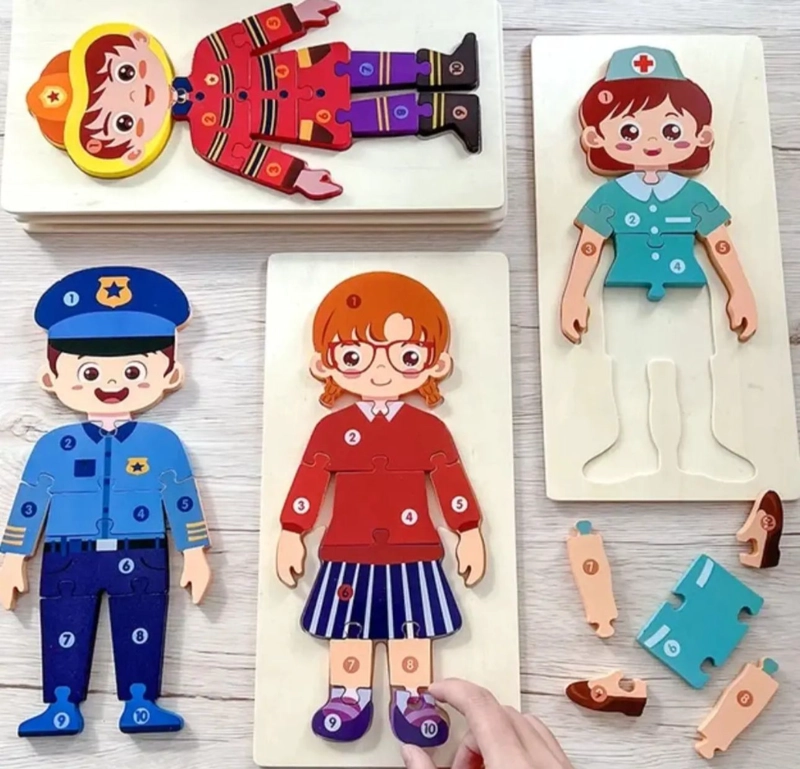 ROMPECABEZAS 3D DE MADERA PARA NIÑOS ROL DE PROFESIONES - 3