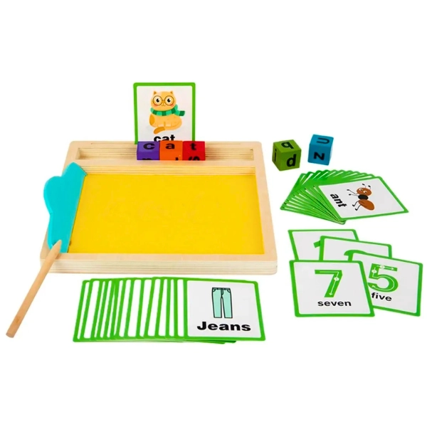 CAJA SENSORIAL ARENA TARJETAS EDUCATIVAS LETRAS Y NUMEROS - 1