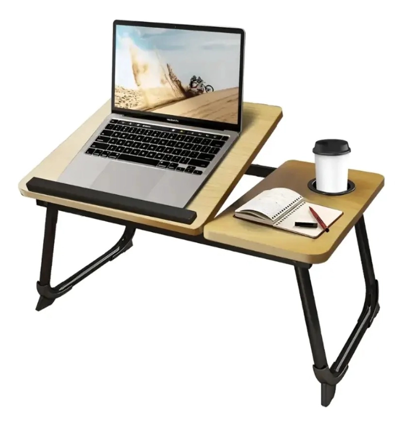 MESA PORTATIL PLEGABLE AJUSTABLE MADERA ACERO 55 X 32 CM - 2