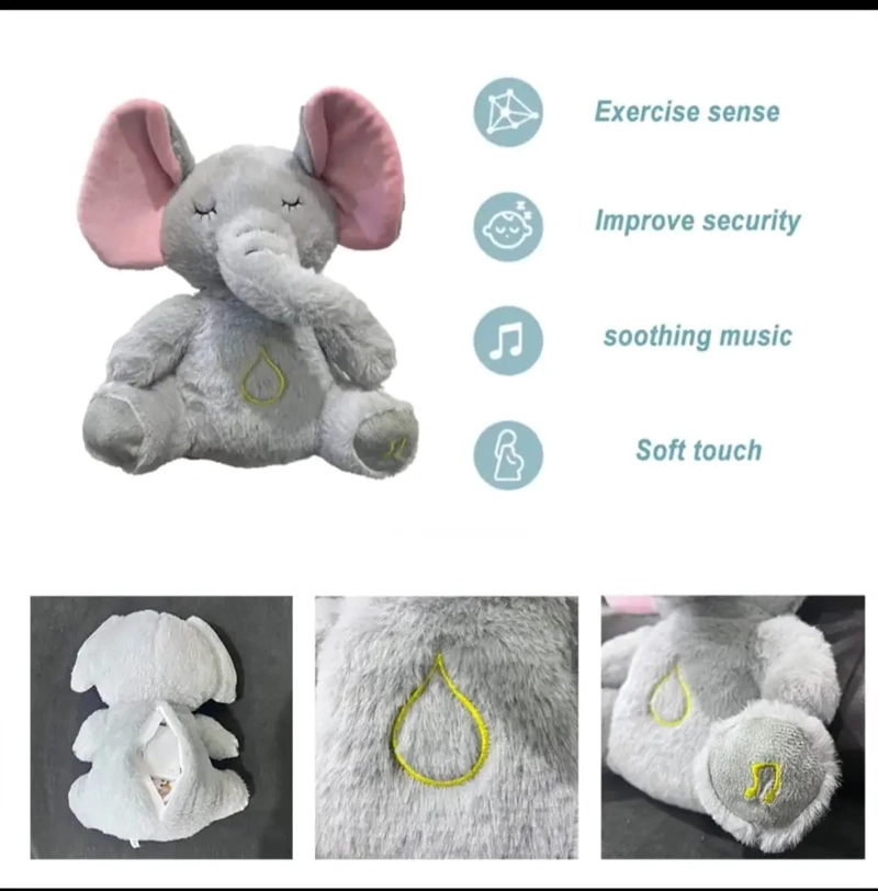 PELUCHE REALISTA ELEFANTE BEBE ESTIMULACION SENSORIAL SONIDO - 4