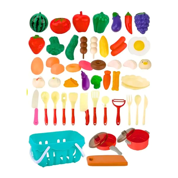 JUGUETE CANASTO DE FRUTAS Y VERDURAS CON 50 PZS - 3