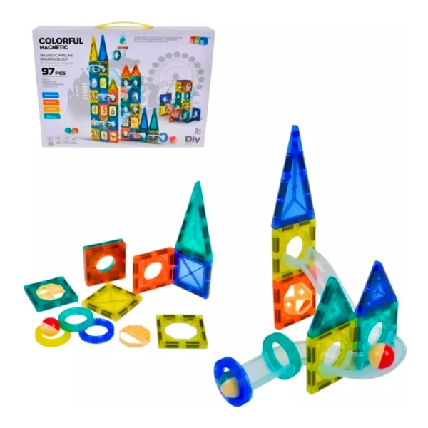 SET DE BLOQUES MAGNE TICOS  97 PIEZAS JUEGO DIDACTICO CONSTRUCCION - 2